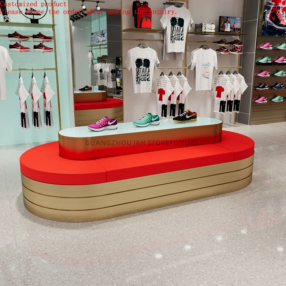 

Retail Sports Clothing Shops One-stop Decoration Oval Sofa Display Stand for Shoes Store Custom Design