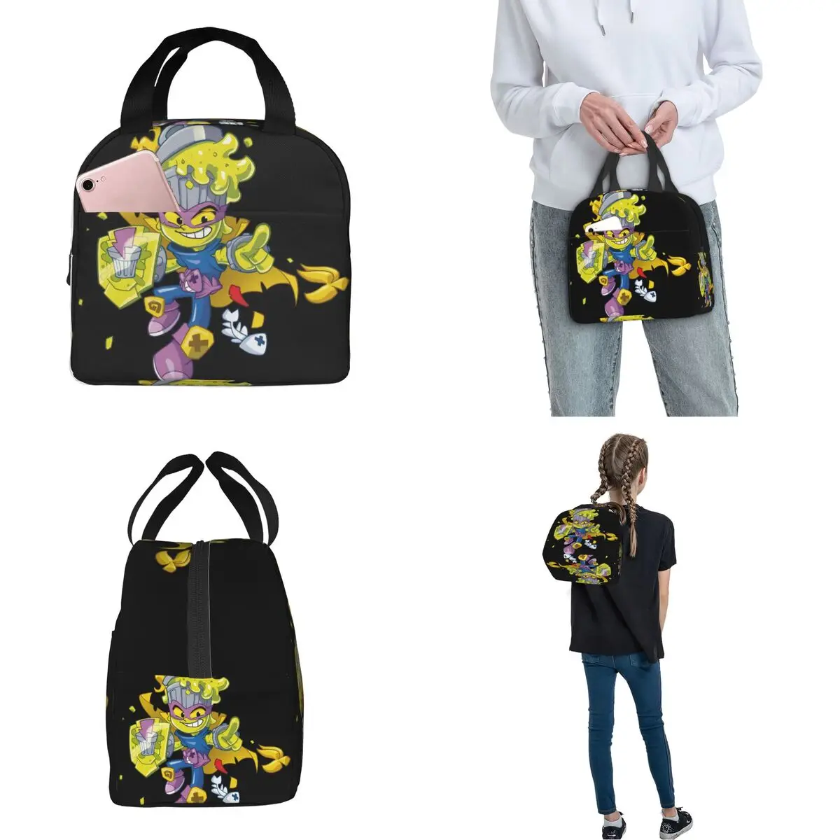 أكياس الغداء المعزولة للأطفال من سوبر زينجز، حقيبة حرارية، حاوية للوجبات، سعة عالية، صندوق غداء للرجال والنساء والسفر الجامعي