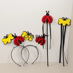2Pcs/Set Bee Ladybug Theme Magic Stick Headband Costume for Kids Girl Birthday Party Photo Props Baby Shower Party Decoration