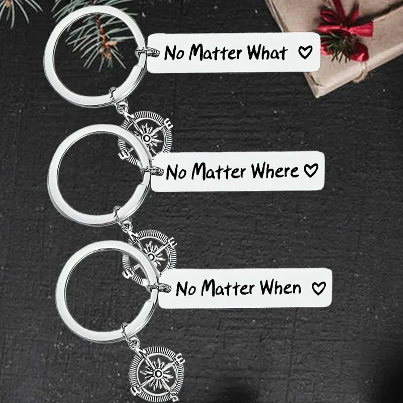 Cute No Matter What/where/when Compass Keychain Pendant BBF Best Friend Sisters Key Chain Keyring