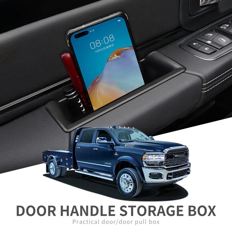 

4Pcs Door Handle Storage Organizer Box Stowing Holder For Dodge RAM1500 2019 2020 2021,Auto Door Side Pull Tray Storage