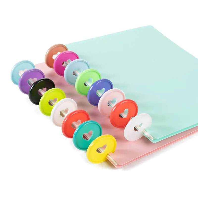 6pcs 35mm Notebook Binding Discs Mushroom Hole Notepad Ring Buckle Plastic Loose-leaf Button For Scrapbook Heart Binding Disc