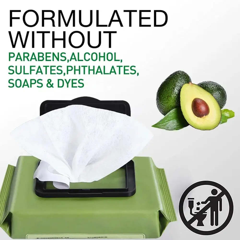 12/60/80Pcs Avocado makeup remover wipes Mild non-irritating makeup remover disposable wet wipes Makeup Remover Tools