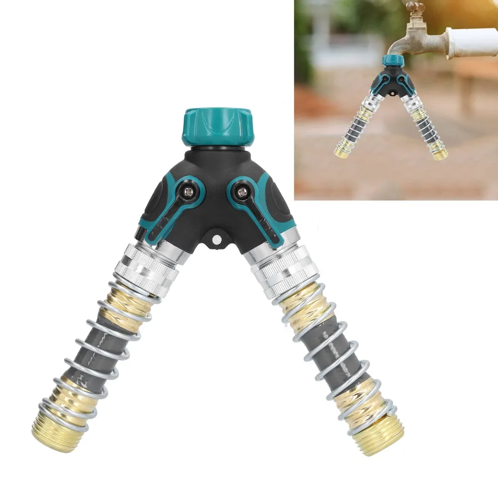 Durable Zinc Alloy,ABS Hose Connector Green 2 Way Hose Splitter 3/4 in GHT Gasket Included Irrigation Tools Home Garden Use