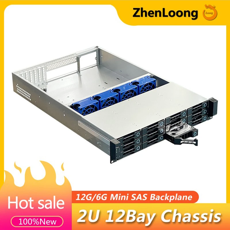 

ZhenLoong 2U Storage Server Rack Chassis Rackmount 12 Bay Hard Drive Hot Swap Backbplane Mini SAS 6G/12G High Quality NAS Case