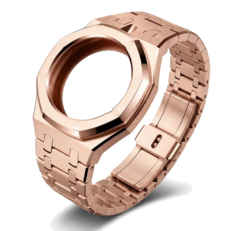 Luxury Stainless Steel Case+fluororubber Strap Modification kit Pocket Changer To Wristwatch For Royal POP