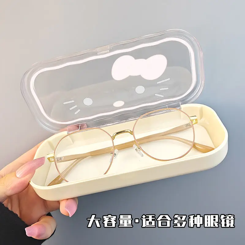 Nueva caja de almacenamiento de gafas Hellokitty, estuche para gafas Sanrio Kawaii, estuche protector para gafas de sol con corazón femenino de dibujos animados, regalos