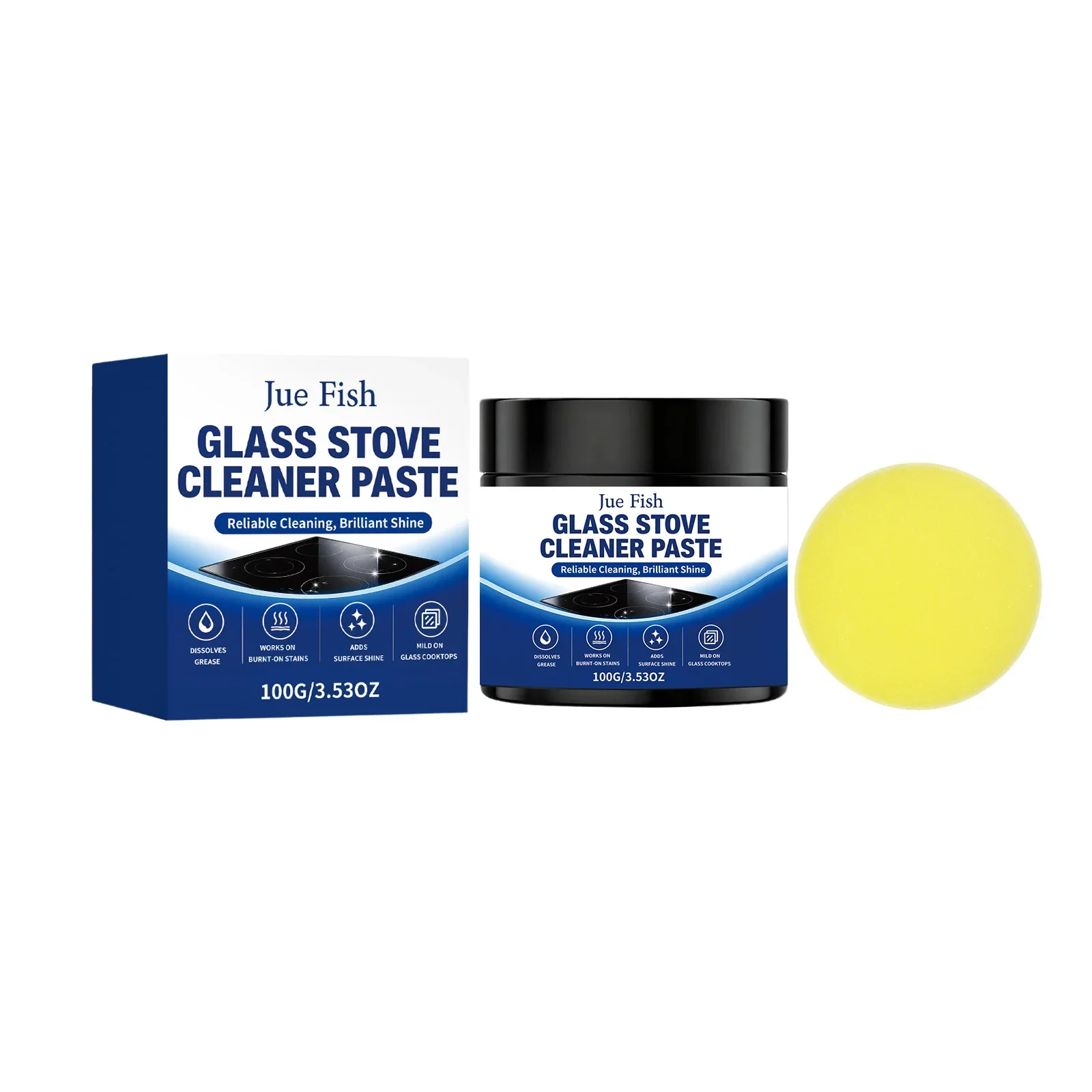 glass stove cleaning paste, cleaning oily kitchen surface daily operation comes with sponge cleaning paste