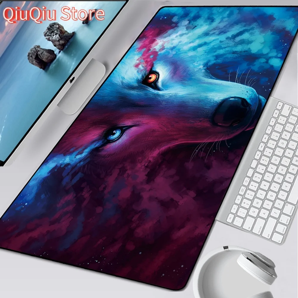 

Cool Wolf 900x400 Anime Gaming Large Mouse Pad Soft Office Gamer Computer Mousepad Carpet For keyboard Desk Mat Pc Accessories