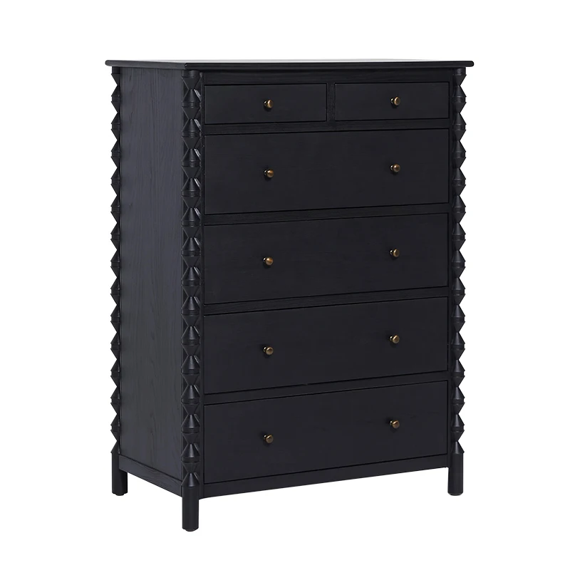 

American retro solid wood chest cabinet entrance foyer entrance French black side cabinet
