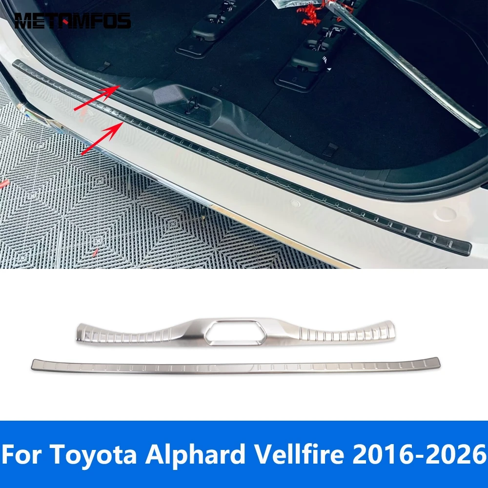 

Accessories For Toyota Alphard Vellfire 2016-2025 2026 Steel Rear Trunk Bumper Foot Plate Tailgate Door Sill Scuff Guard Plate