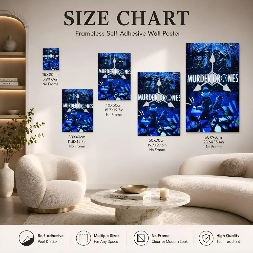 M-Murder Drones 1PC Luxury High Resolution Indoor Decor Guest Room Wrinkle Resistant Poster