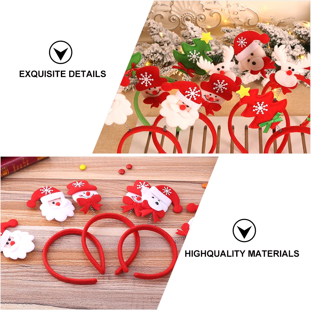 

6Pcs Headband for Christmas Xmas Hair Decorations Cute Festive Hoops Ideal Gift for Adults Party Favors Holiday Accessories