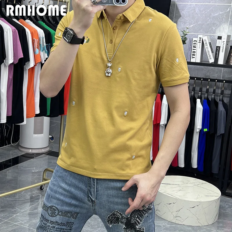 

Men's Short Sleeved T-shirt Polo Shirt Summer Simple Top Embroidered Lapel Tees Male Fashion Business Trend Man Clothing M-4XL