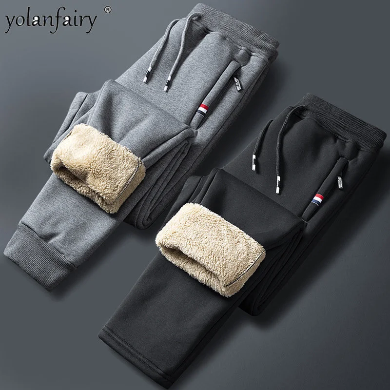 

2024 New Cashmere Straight Pants Men Trousers Winter Thermal Men's Korean Thickened Casual Oversize 8XL Pantalones F