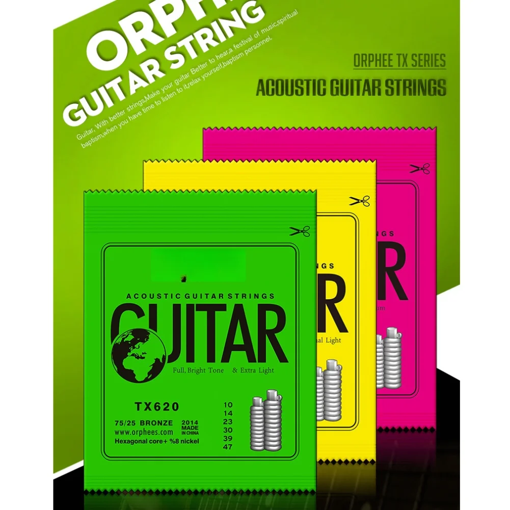 For Steel-string Guitar Balanced Tone Acoustic Strings Easy Finger Movement Bright Clear Sound Six Wound Loops