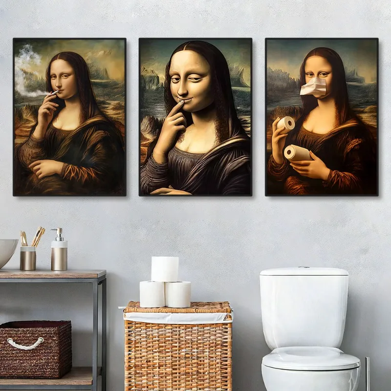 

3pcs The Mona Lisa Famous Art Canvas Paintings By Leonardo Da Vinci Wall Art Posters and Prints Classical Art Picture Unframed