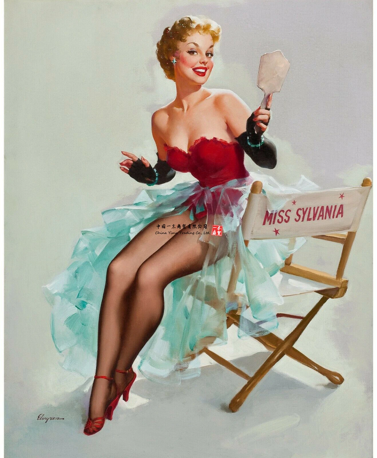 Pinup Girl Admiring Miss Sylvani Poster Sexy Women Stickers for Skateboard Graffiti Laptop Luggage Guitar Car Decals