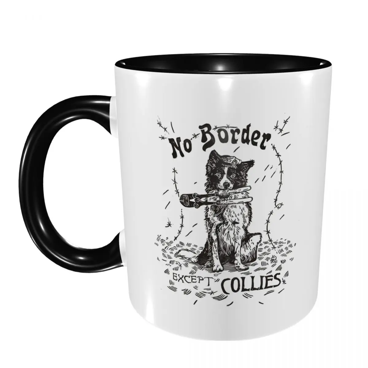 No Border Except Collies Mug Funny Ceramic Coffee Cups Tea Mugs Milk Cup Drinkware Gift for Friends