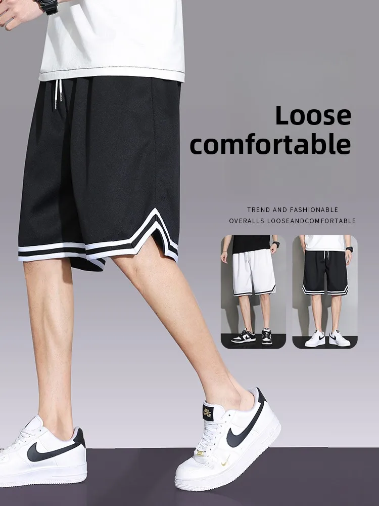 

Loose Ice Silk Baskeall orts Men's Summer Fitn Sports Pants Qui Dry Wide Leg Pants Youth Active Sle Breathable