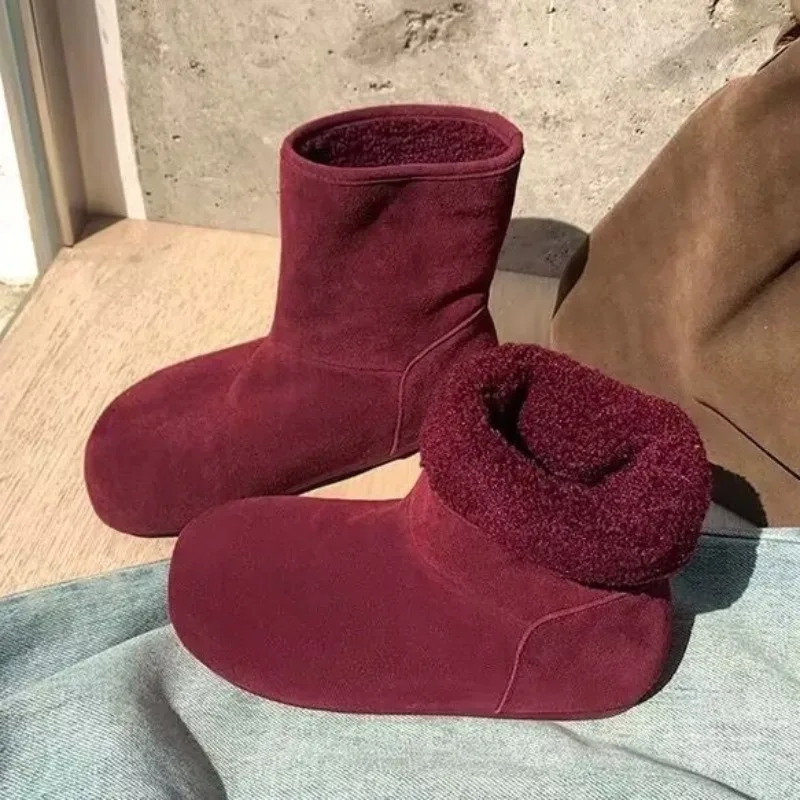Flats Women Plush Short Boots Fashion Casual Winter Shoes 2025 New Trends Snow Ankle Boots Designer Comfort Zapatillas De Mujer