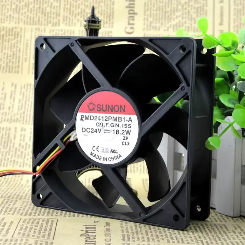 for SUNON PMD2412PMB1-A 12CM 24V 18.2W Three-Wire Environmental Protection Fan 12038 Original Built-in