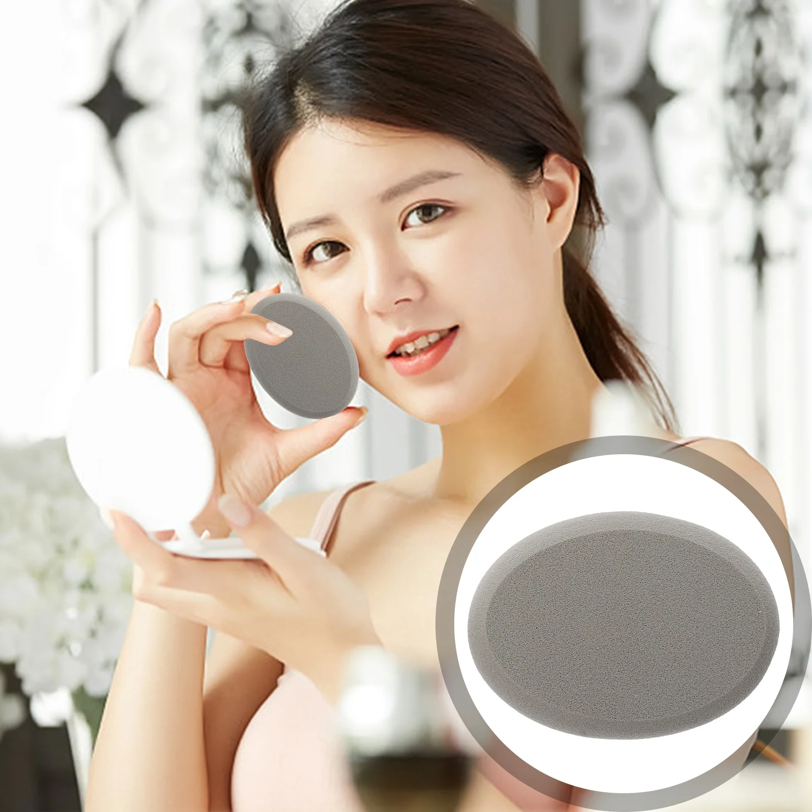 2 szt. Owalne puszki do pudru, delikatne aplikatory do makijażu twarzy do pudru sypkiego, kremu, korektora, różu, przenośne dla kobiet