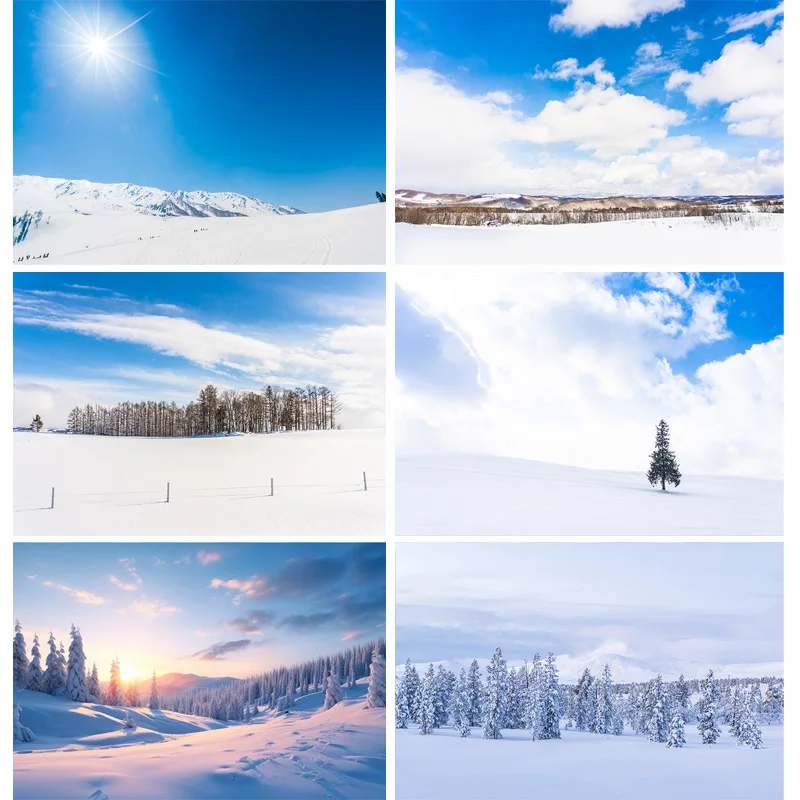 

Christmas Tree House With Colored Lights Photography Backdrops Prop Snow Landscape Mountain Winter Photo Studio Background KS-01