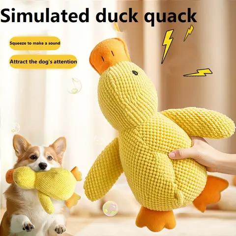 Dog Toy Plush Companion Bite Resistant Teeth Grinding Sound Relief Duck Sound Toy Interactive Pet Toys GWJ15