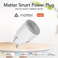 Matter-enchufe inteligente Wifi de 16A con Monitor de potencia, enchufe para UE/Francia, enchufe para electrodomésticos, funciona con Homekit, Alexa y Google