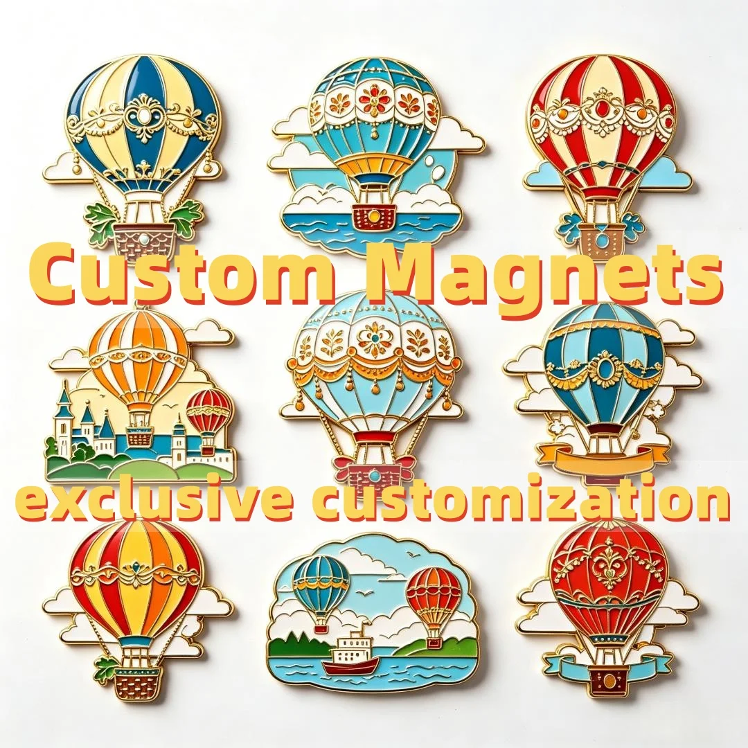 Custom Hot Air Balloon Fridge Magnets Vintage Ornate Cloud Refrigerator Magnet No MOQ Whimsical Home Decor