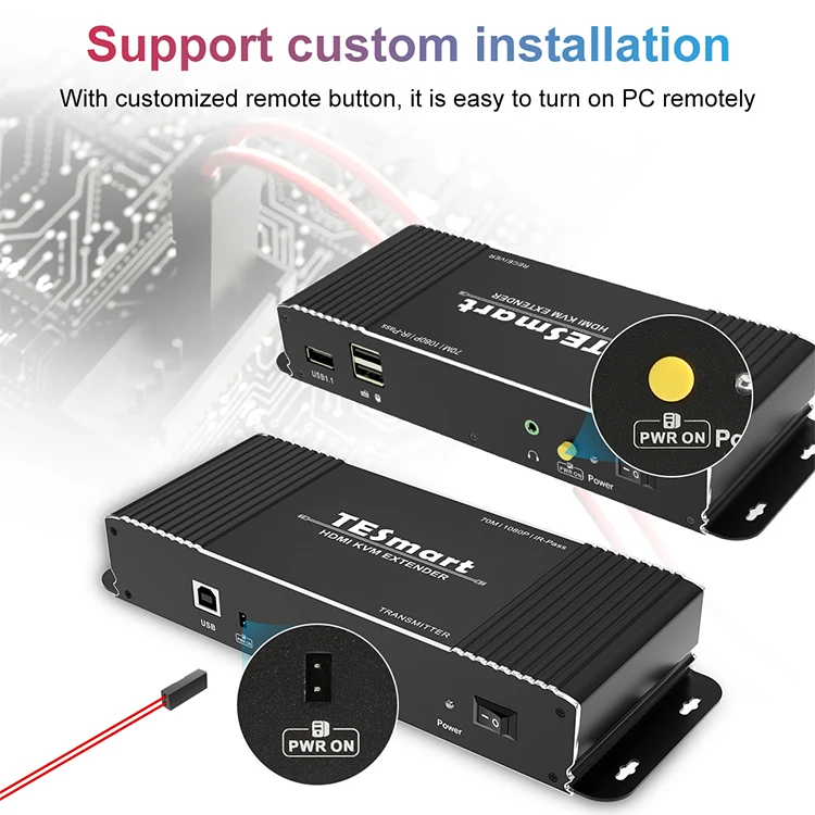 TESmart KVM Extender HDMI over IP 70M ULTRA HD 1.4 Audio Output 1080P@60HZ  HDMI KVM Extender