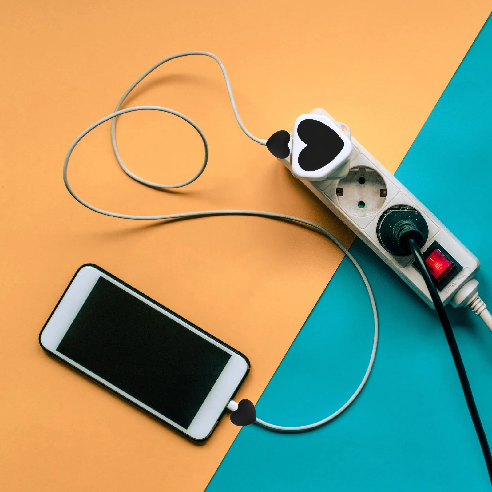 3 Stück Datenkabel-Herz-Patch aus Kunstharz mit flacher Rückseite, matte Verzierungen für DIY-Kabelschutzhülle