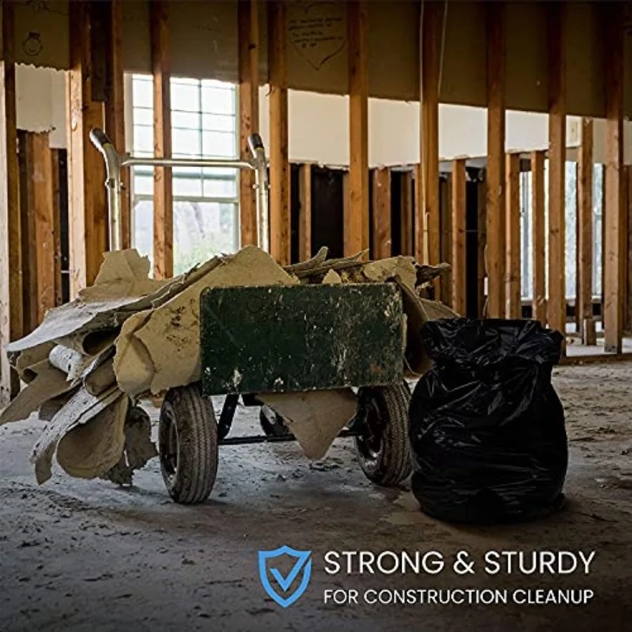 أكياس قمامة 55 جالونًا أكياس قمامة 5560 جالون شديدة التحمل 50 قطعة بطانات سلة المهملات السوداء الكبيرة 5060 جالون لتجارة المقاولين