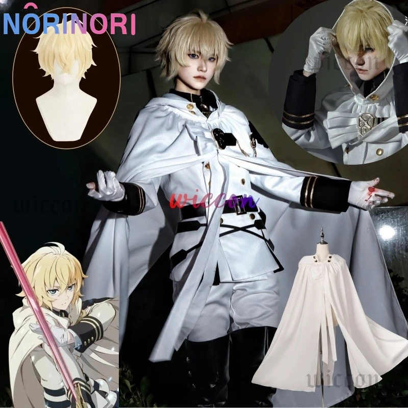 Mikaela Hyakuya Cosplay Costume Anime Seraph Of The End Cosplay Halloween White Cloak Trench Coat Pants Gloves Wig Uniform Play