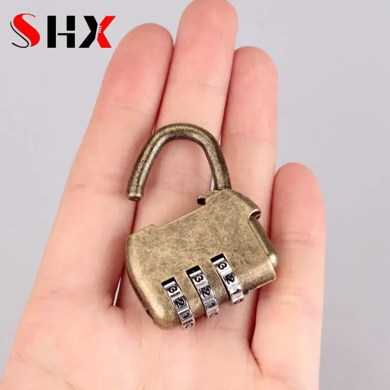 1/2/4/6 Pcs Retro Bronze Combination Padlock Door Lock Classical Album Notebook Padlock Bag Three-digit Combination Lock