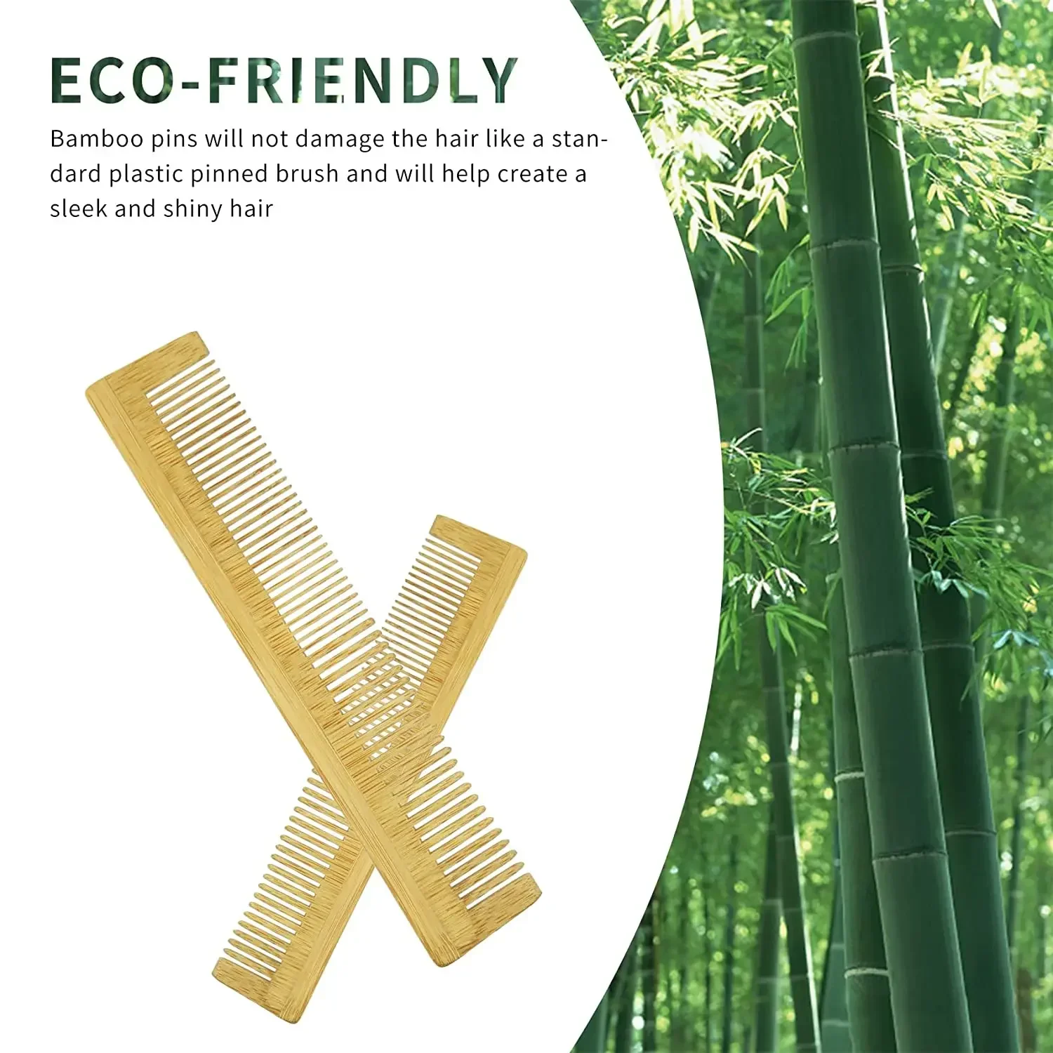 1Pcs Eco Friendly Massage Bamboo Wooden Comb Portable Bamboo Hair Comb Customized Laser Engraving Logo for Hotel Supplies Trave