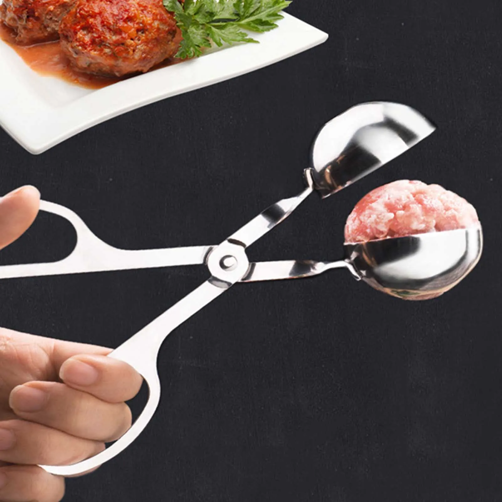 304 Stainless Steel Meatball Maker High Strength Safe Easy to Clean Multipurpose Meat Ball Scoop for Kitchen Meat Baller Tong