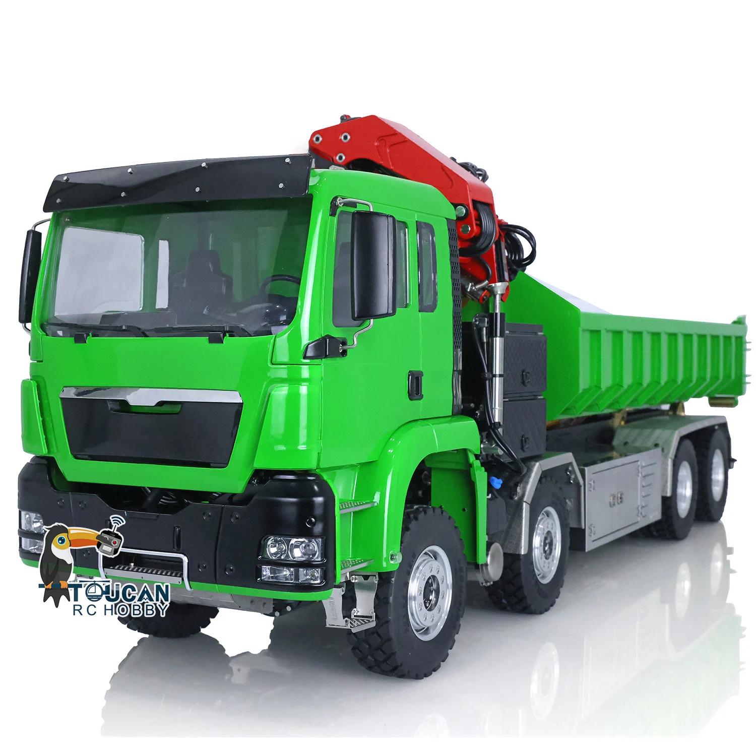 Outdoor Toys 1/14 LESU 8*8 RC Dumper Roll on/off Hydraulic Crane Tipper Reversing Valve Painted Assembled Remote Truck for Gifts