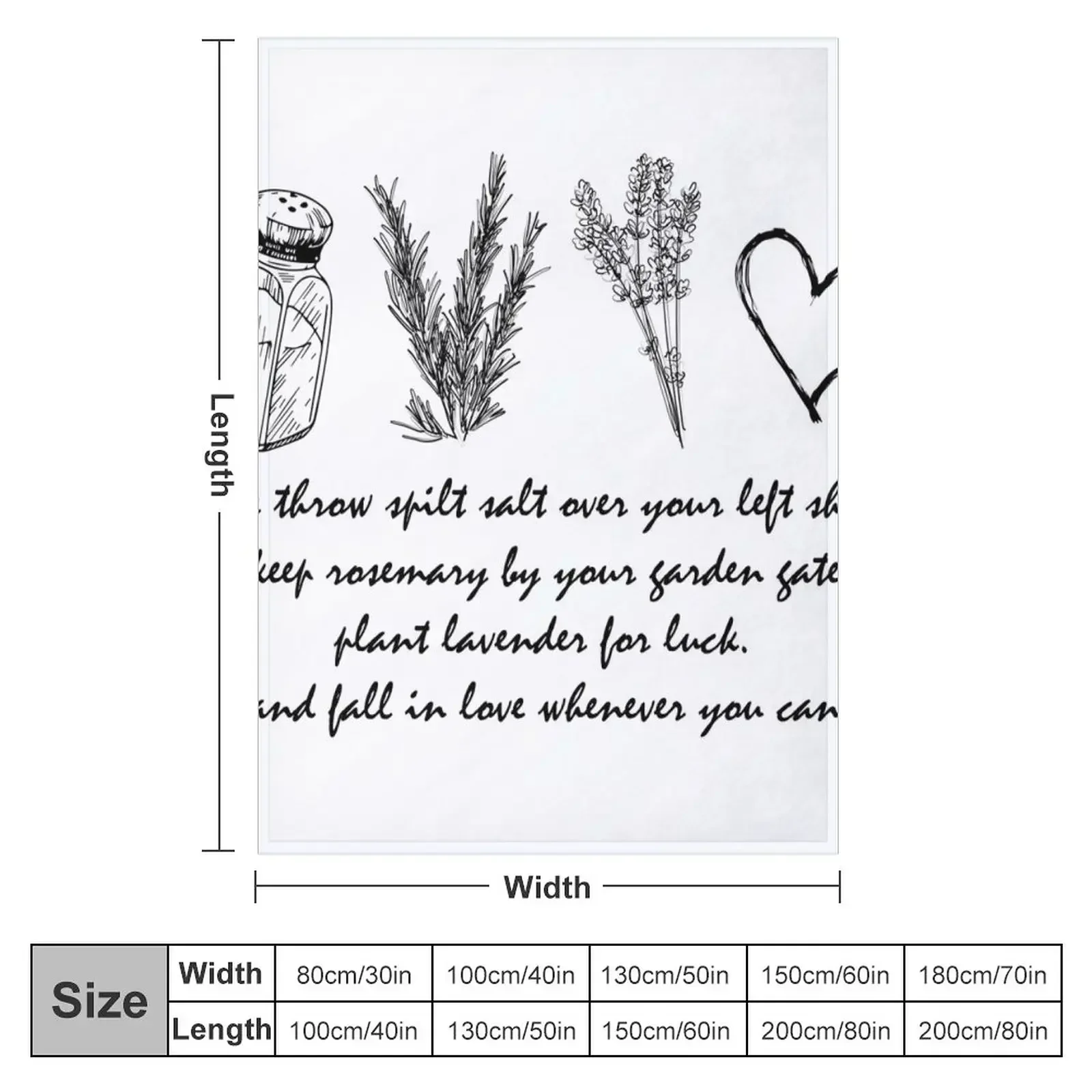 Practical Magic,Salt, Rosemary, Lavender & Love- motivating saying tee Throw Blanket Heavy sofa bed Blankets