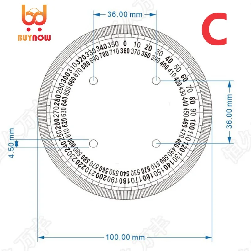 100mm Dia 2mm thick Stainless Steel Scale 360 Degree Scale Small Scale Protractor Stainless Steel Disc