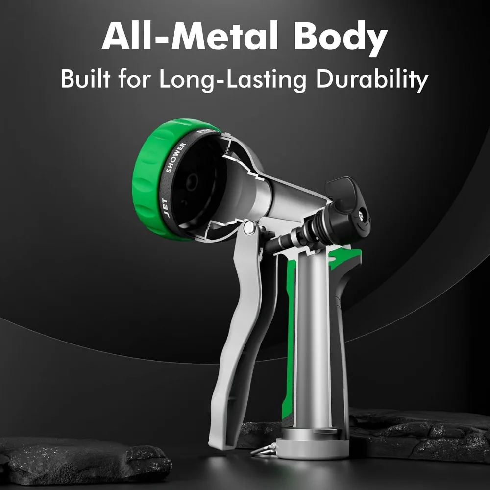 RESTMO Metal Garden Hose Nozzle with 7 Spray Patterns, High Pressure Hand Sprayer for Watering, Cleaning, and More