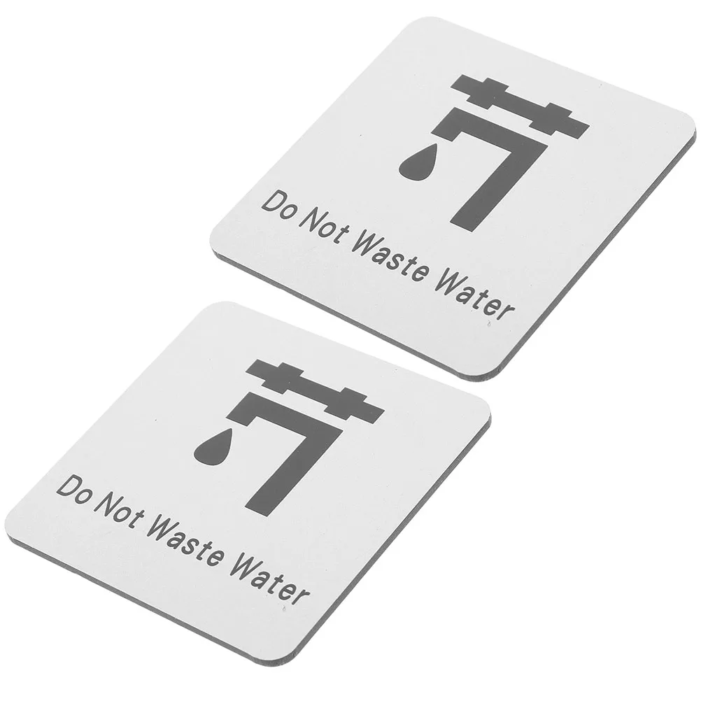 2 Pcs Water Saving Reminder Do Not Waste Sticker Stickers Kitchen Sink Tag Bathroom Warning Sign Signage