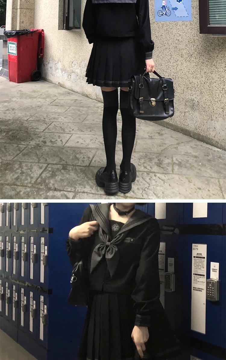 Japanischer Matrosenanzug, süße Mädchen JK-Uniform, dunkler, schicker Anzug für Mädchen, Herbst- und Winter-College-Stil, Highschool-Schüleruniform – Detail 10