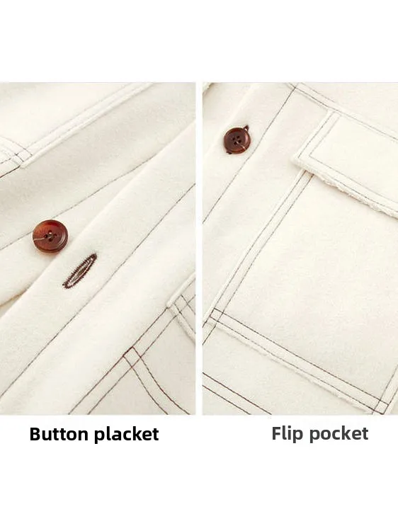 الرجال الشتاء القطن الصوف مزدوجة الوجه تويد Jaet فضفاض ملابس العمل معطف عصري P4484H2 عادية طويلة Sve سستة إغلاق