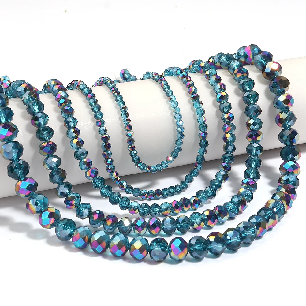 3 4 6 8 10mm Faceted Crystal Beads Peacock Blue Glass Abacus Loose Beads For DIY Jewelry Making Bracelets Necklace Accessories image 6