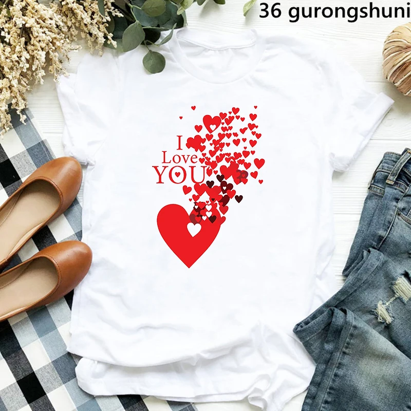 2022 women's tshirt fashion valentine's day love heart graphic print for yourself valentine's day gift clothing tshirt  tops