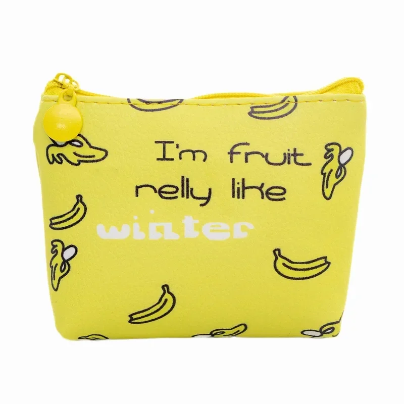 Simpatico cartone animato bambini portamonete donna portafoglio frutta animale piccola borsa con cerniera in pelle borse per bambini femminili Mini