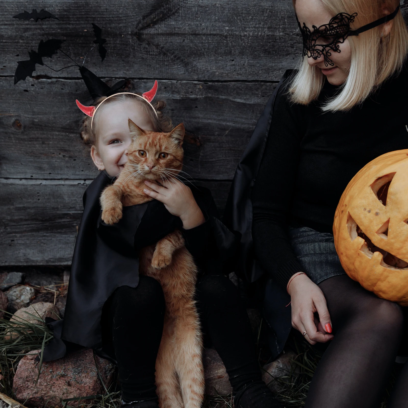 

2pcs Hairbands Black Red Halloween Costume Headdress Festival Accessories Decorative Hoops Cosplay Gifts