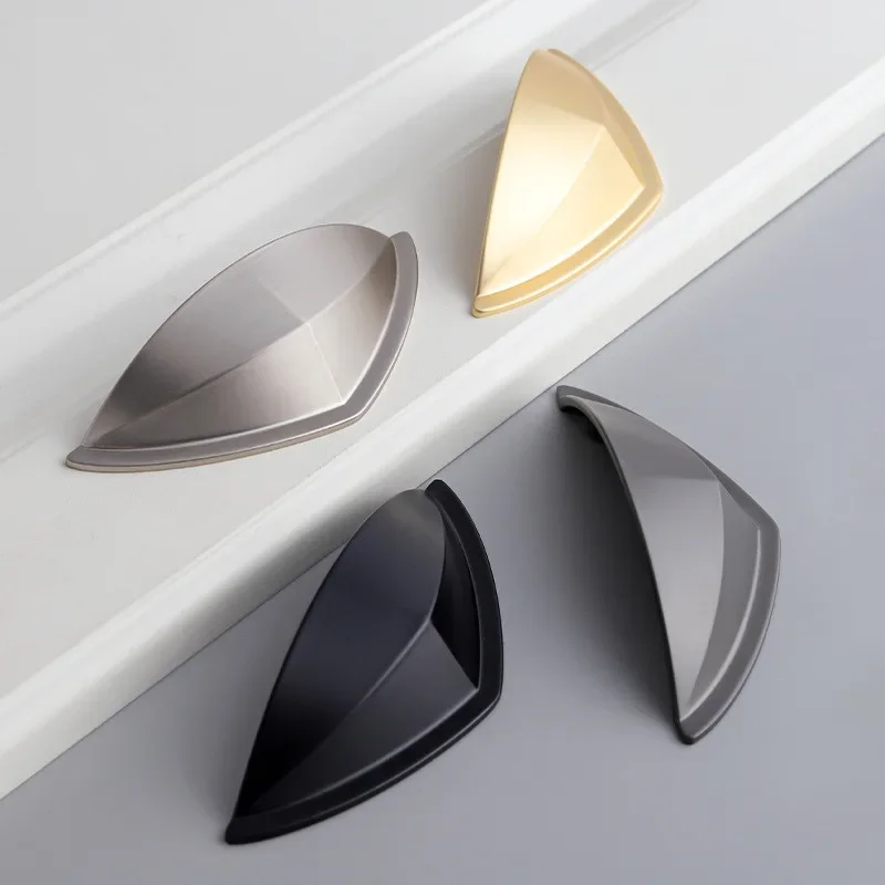 76mm Gold Modern Simple Bedroom Wardrobe Drawer Knob Dresser Cabinet Door Shell Handle Grey Furniture Decoration Handle Hardware